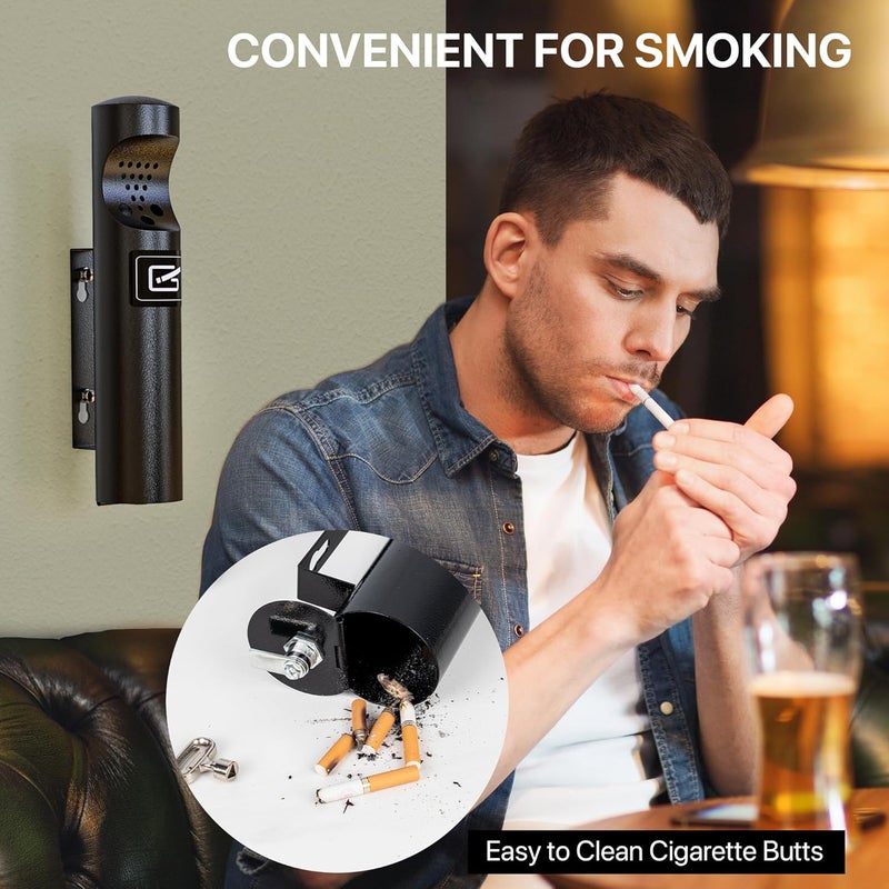 Dashu Cigarette Ashtray for Outside,Cigarette Disposal Outdoor,Wall Mounted Outside Cigarette Butt Receptacle,Commercial Outdoor Cigarette Butt Container,Smokers Outpost for Patio-Stainless Steel - Image 3